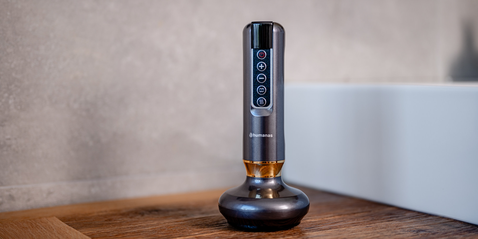 Masażer antycellulitowy z funkcją bańki chińskiej Humanas DermaSmooth - szary